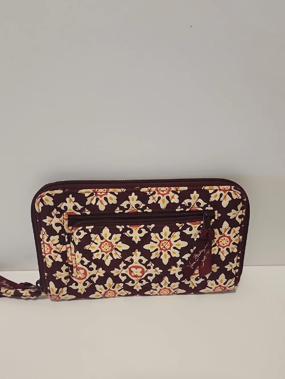 Vera Bradley Patterned  Burgundy Yellow  & Cream Wallet - Picture 2 of 5